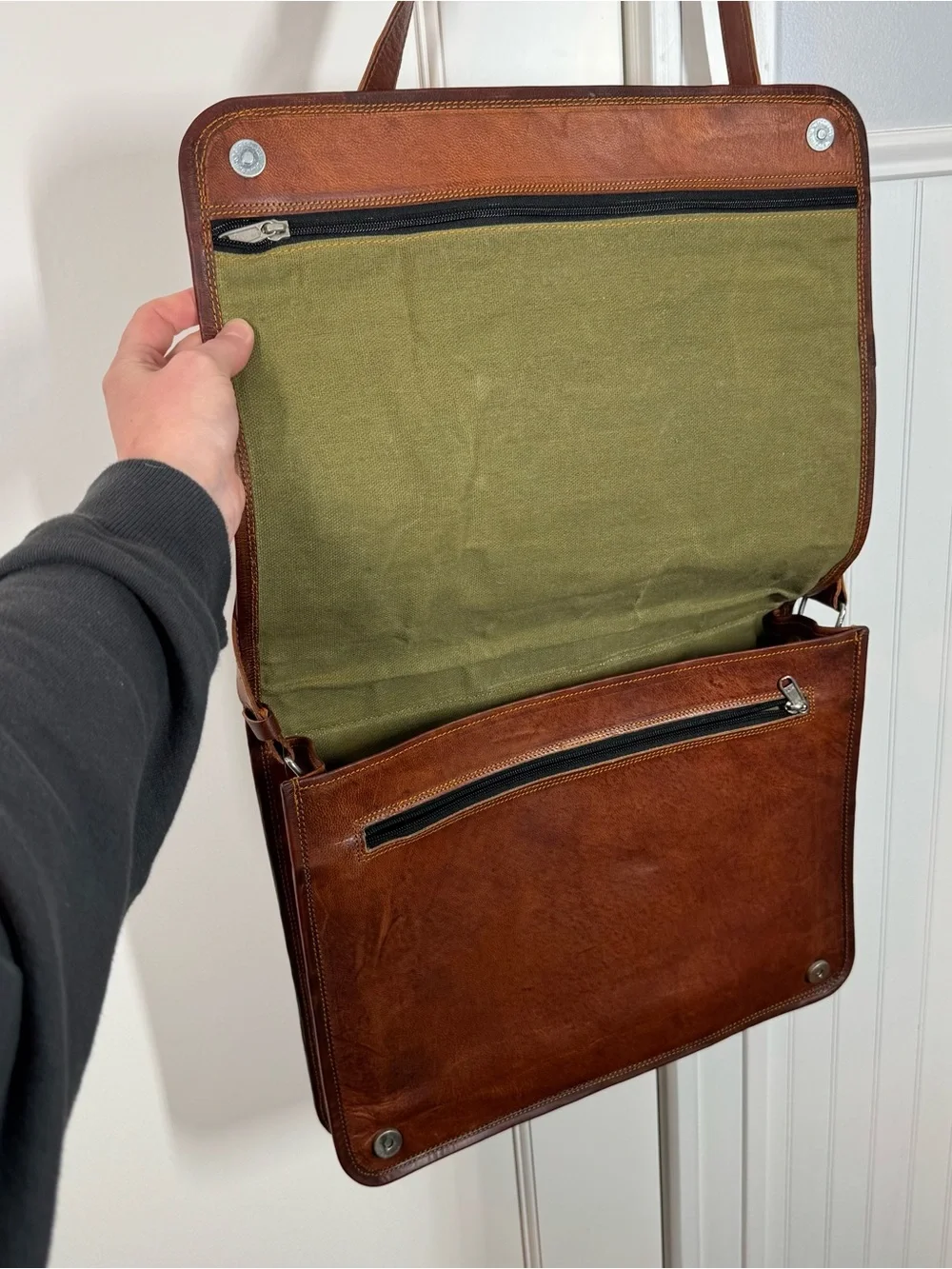 Carbon‎ 2 Cobalt Distressed Full Flap Brown Leather Messenger Bag work travel